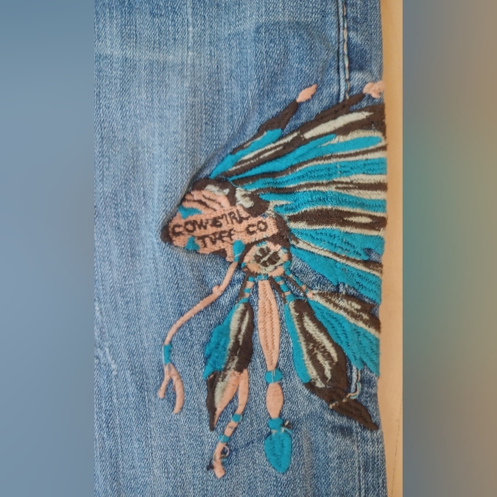 🐎🪶🩵🧡🤎Cowgirl Tuff Dreamcatcher Bootcut Jeans 26x35